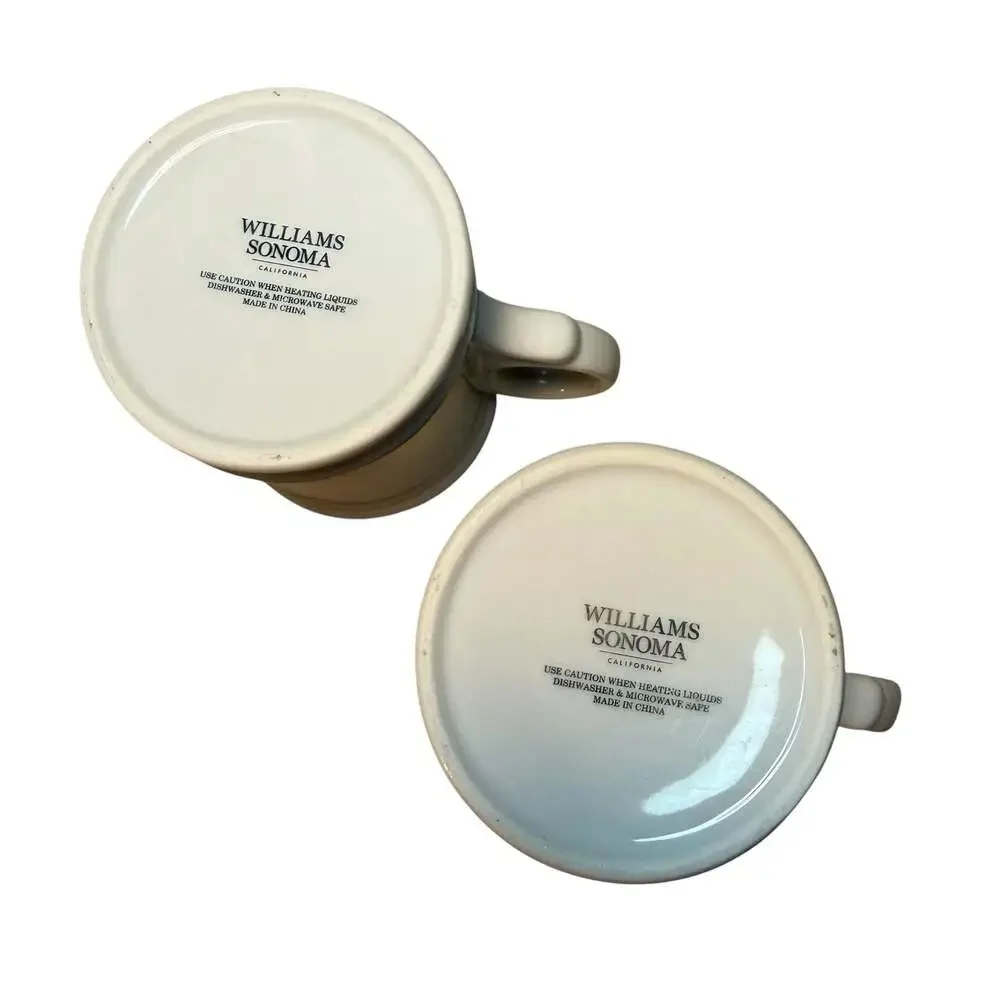 Williams Sonoma Initial Monogram Gold Trim Coffee Mugs Letters K and L Set of 2